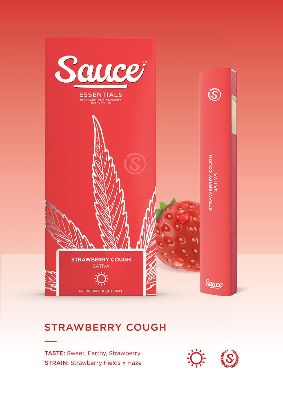 Sauce- disposable 1g live resin infused- strawberry cough exotic cannabis online shop