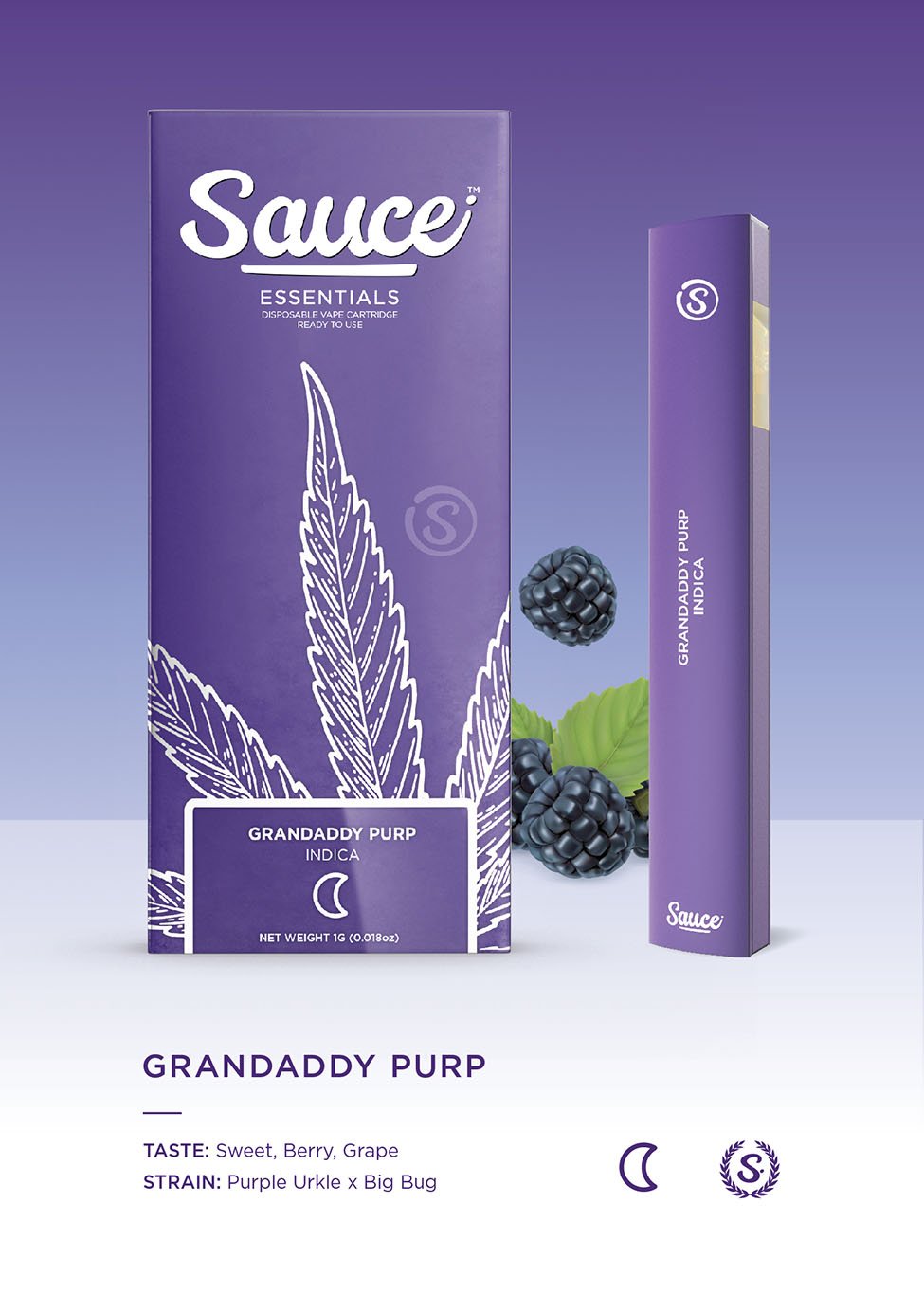 Sauce- disposable 1g live resin infused- grandaddy purp exotic cannabis online shop