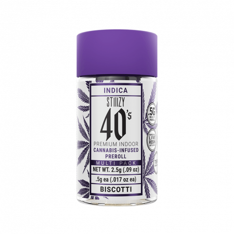 Stiiizy- 40’s infused preroll 5 pack- biscotti exotic cannabis online shop
