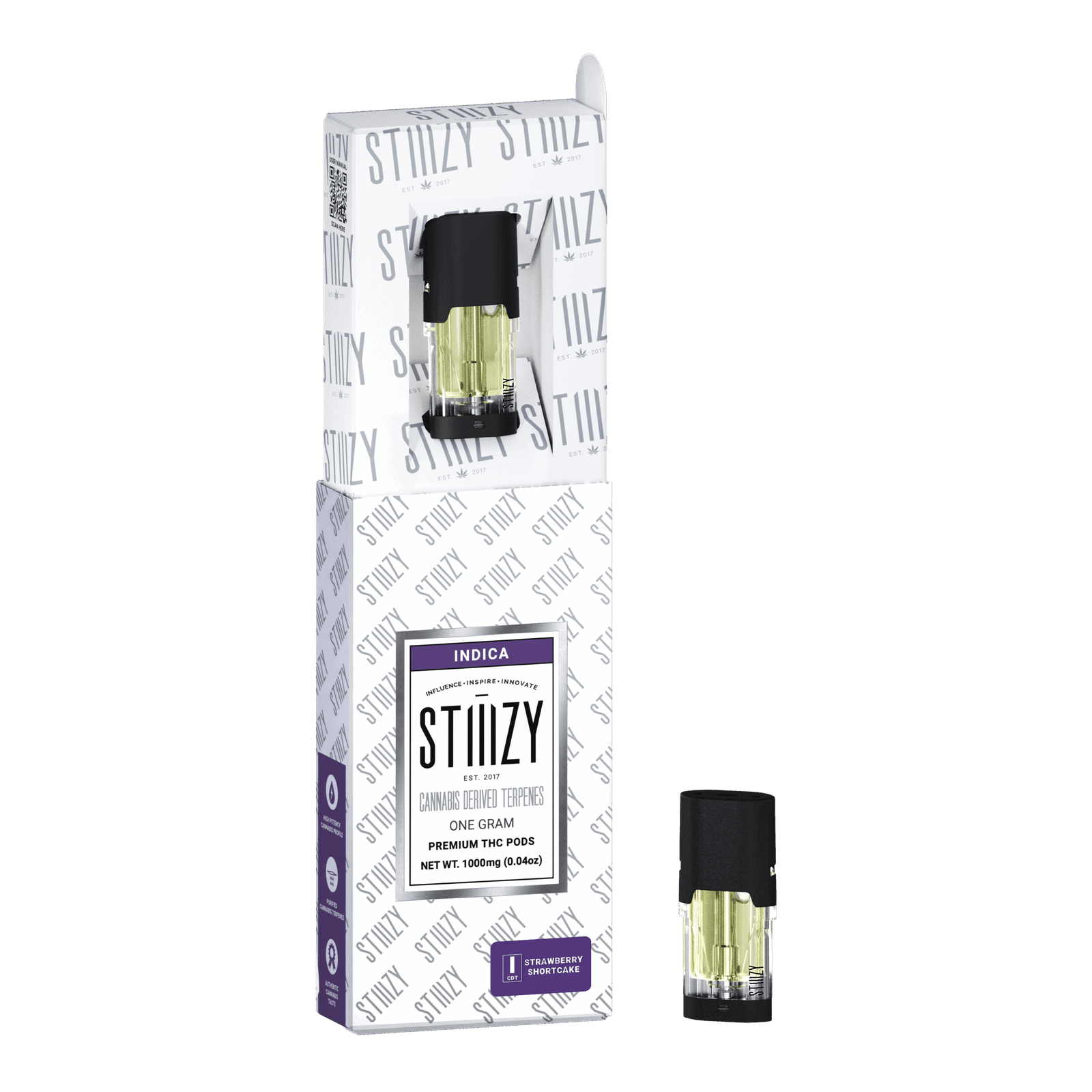 Stiiizy- premium thc pod 1g- cannabis derived terpenes- strawberry shortcake exotic cannabis online shop