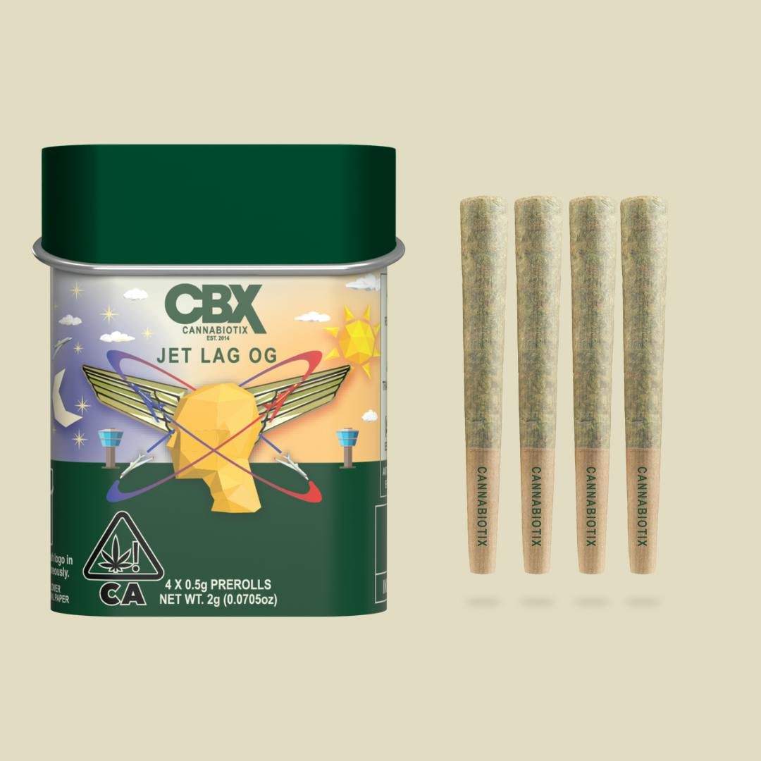 Cbx cannabiotix- premium flower 4 pack pre roll- jet lag og exotic cannabis online shop