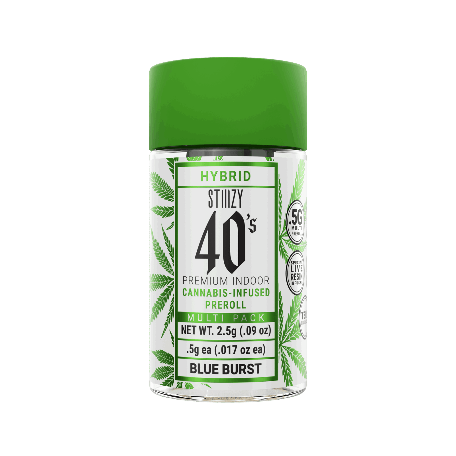 Stiiizy- 40’s infused pre rolls 5 pack- blue burst exotic cannabis online shop