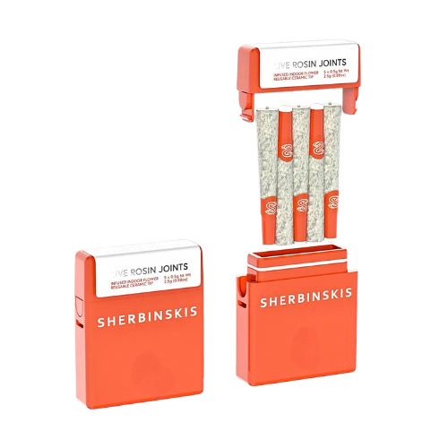 Sherbinskis- live rosin infused 5pck pre rolls- lemon taffy exotic cannabis online shop