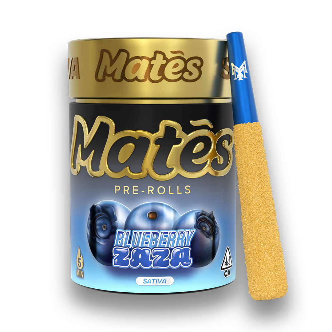 Mates- melted diamond & live resin infused- 5pck pre roll- blueberry zaza exotic cannabis online shop