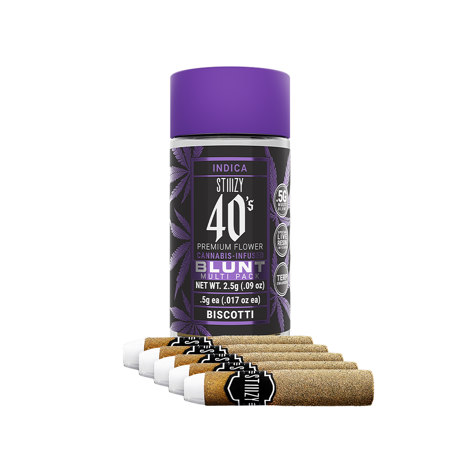 Stiiizy- 40’s infused preroll 5 pack- biscotti exotic cannabis online shop