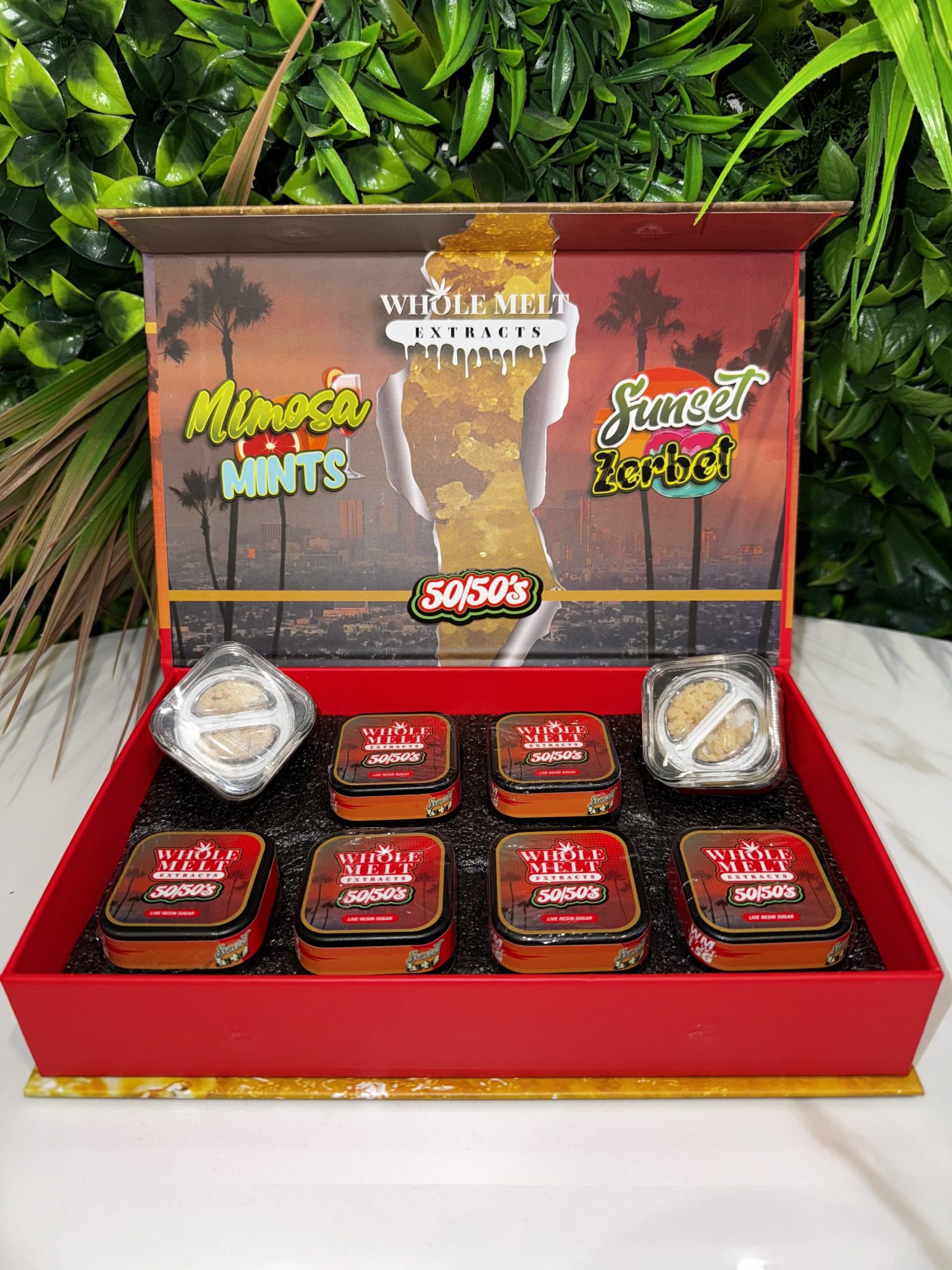 Whole melt extracts- premium live resin sugar- 50/50s- mimosa mints/sunset zerbet- 3. 5g exotic cannabis online shop
