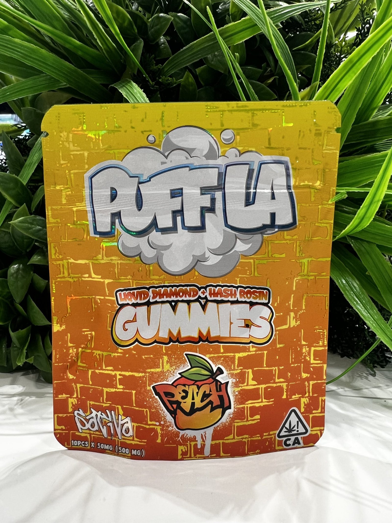 Puff la gummies- hash infused 500mg- peach exotic cannabis online shop