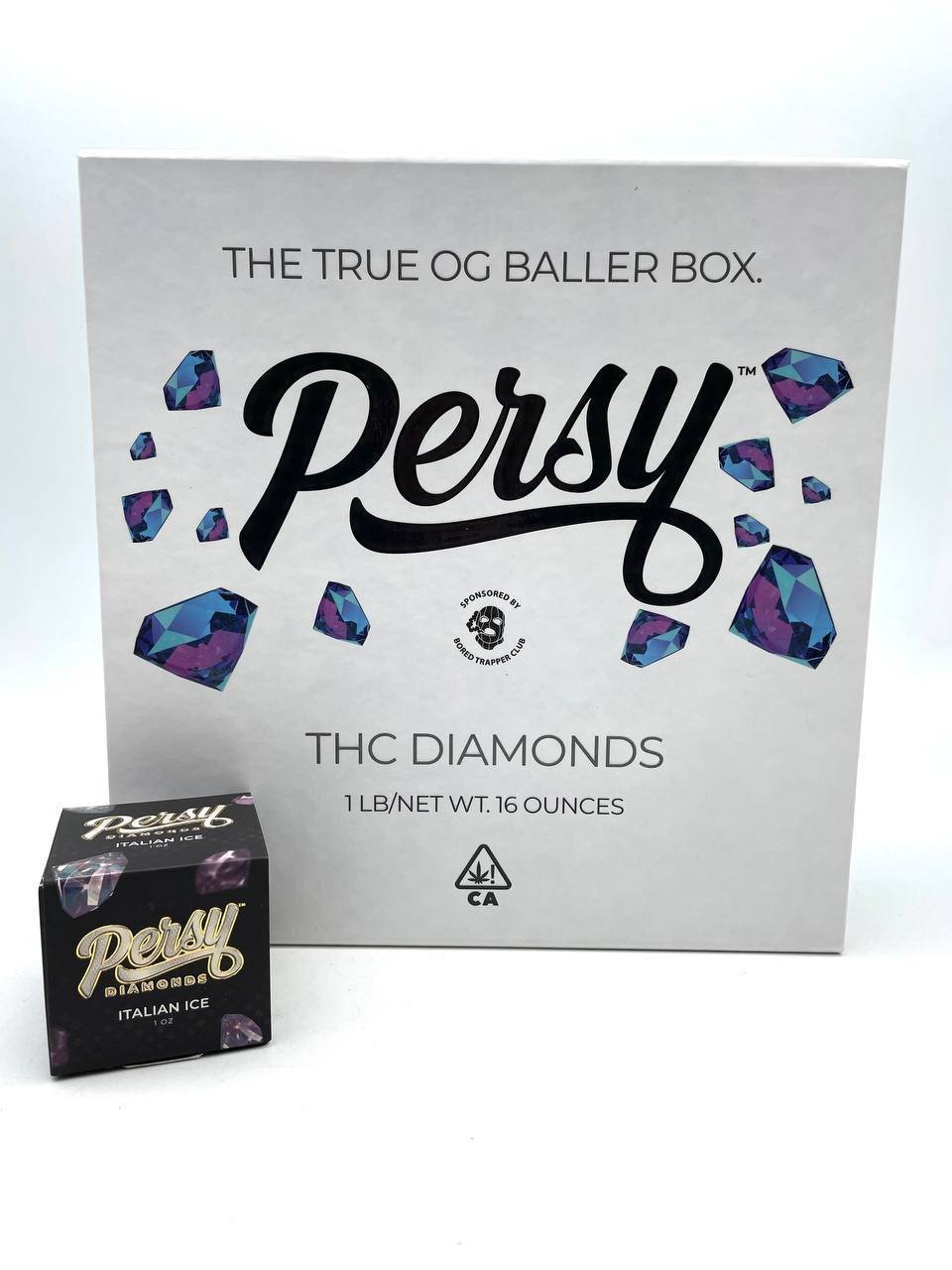Persy diamonds 1oz baller jars in a 16oz master box exotic cannabis online shop