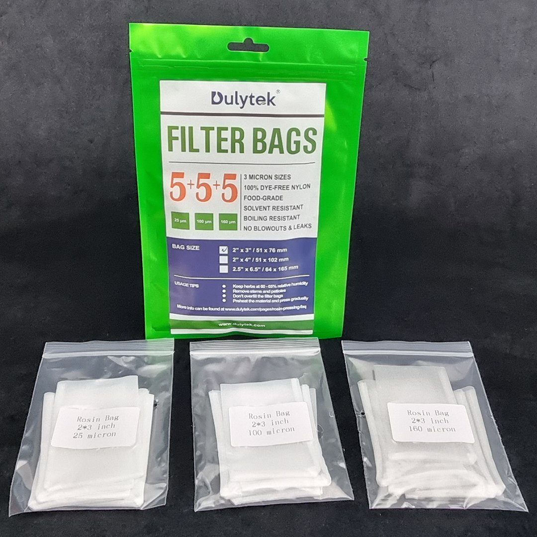 Dulytek® premium rosin filter bags 2″x 4″ mixed set – 25, 100, and 160 micron sizes, 5 bags each exotic cannabis online shop