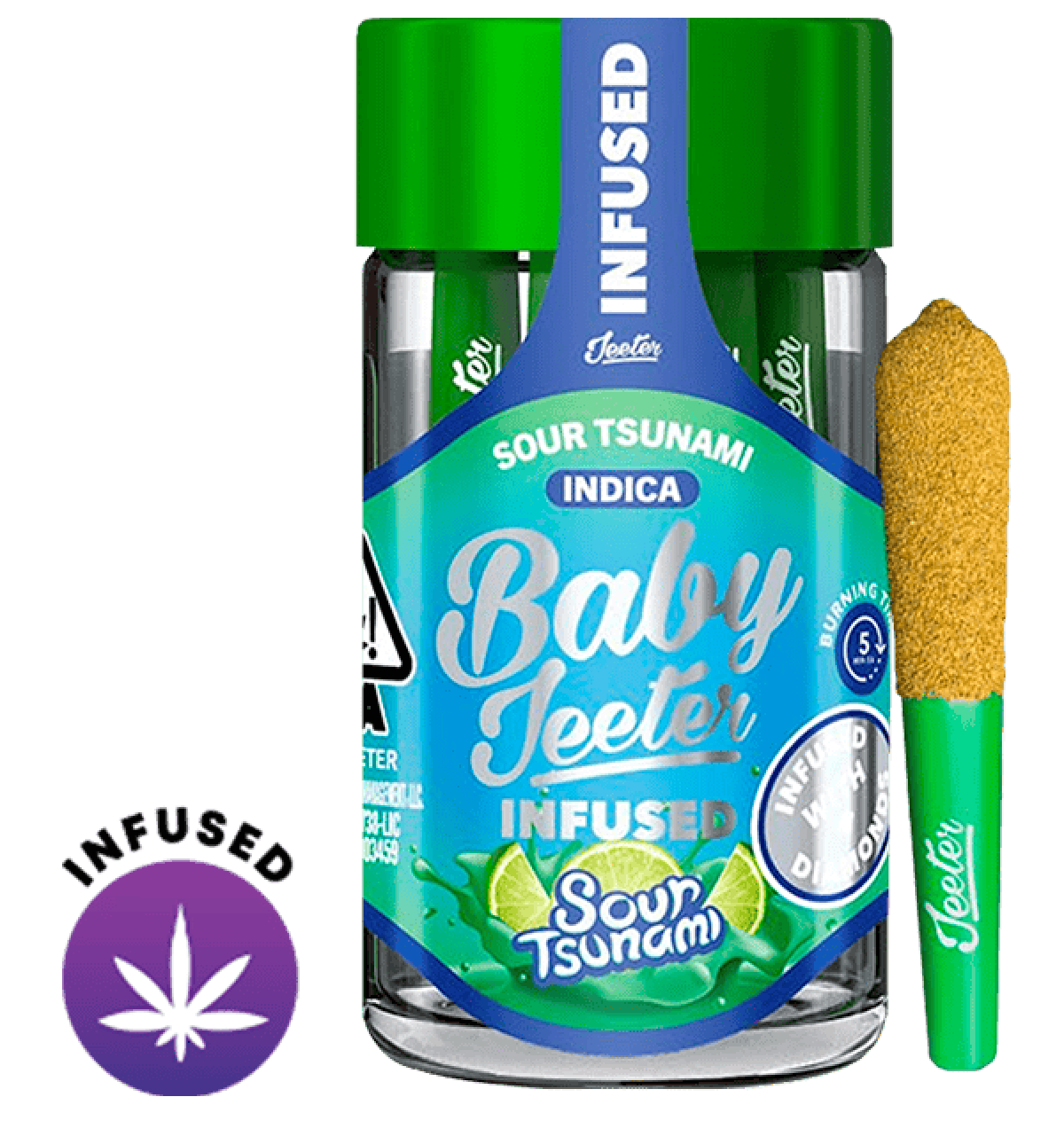 Baby jeeter infused pre-rolls- sour tsunami exotic cannabis online shop